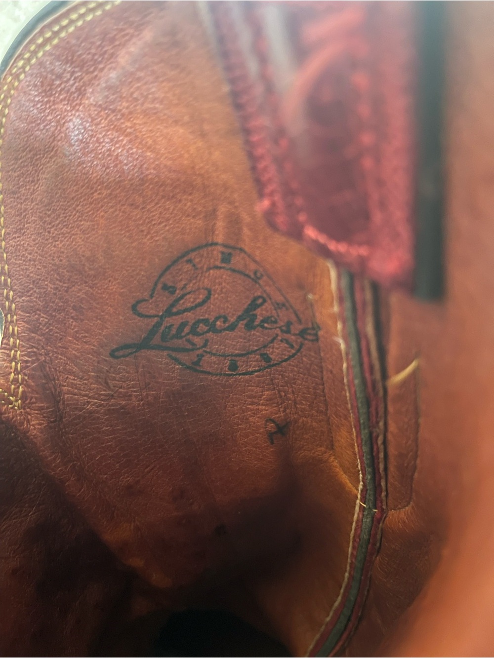 Lucchese Connie Women's Red Leather Studded Western Boot - Picture 9 of 12